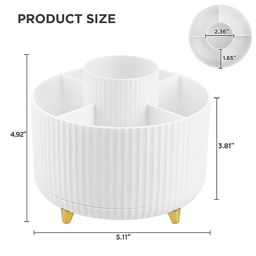HBlife Pencil Pen Holder for Desk, 5 Slots 360° Degree Rotating Desk Organizers and Accessories, Desktop Storage Stationery Supplies Cute Pencil Cup Pot for Office, School, Home, A image 4