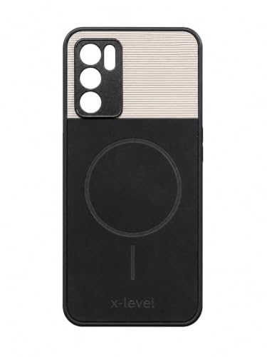 Image of Bintage 2in1 Hard Slim Back Case | Soft Border Camera Protect | Dual PU Leather Finish Back Cover Compatible for Oppo A16 4G - White & Black
