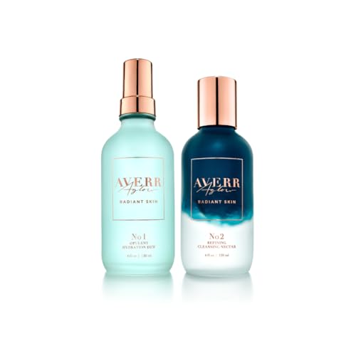 Averr Aglow Forever Radiant Set No.1 & No.2, Opulent Hydration Dew & Refining Cleansing Nectar, Anti-Aging, Moisturizer, Recover Skincare Hydration Set