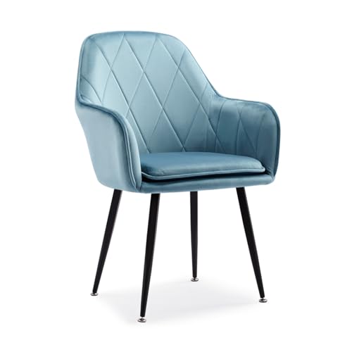 SJIALEN Soft Velvet Kitchen Chairs,for Dining Bedroom Living Room Backrest Chair Office Negotiation Reception Computer Chair Kitchen Chair (Color : Light Blue)