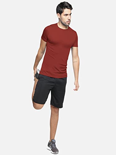 Image of BULLMER Solid Cotton Blended Half Sleeve Round Neck Tshirt for Men
