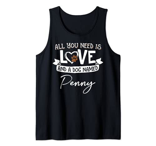 Cute Dog Named Penny Design for Women and Men Tank Top, Black