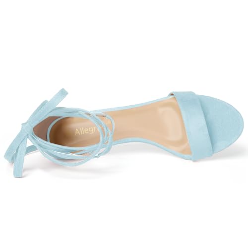 Allegra K Women's Women Open Toe Kitten Heel Lace Up Dress Sandals Sky Blue 94