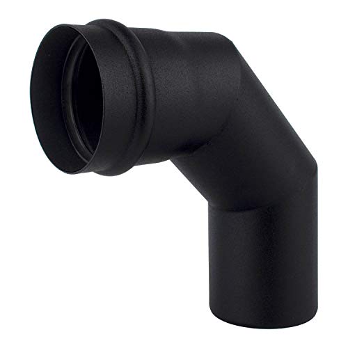 Pelletrohr Bogen 90° DN 80mm Schwarz – Ofenrohr Knie für Pelletofen mit Silikondichtung – Hochwertiges Rauchrohr Stahlblech 1,2mm Senotherm Lackiert – Hitzebeständiges Kaminrohr Zubehör