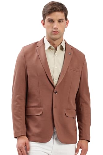 Image of SHOWOFFFF Men Solid Single Breasted Casual Blazer | Notched Lapel Full Sleeves Cotton Blazer for Mens | Slim Fit Regular Length Blazer for Men's