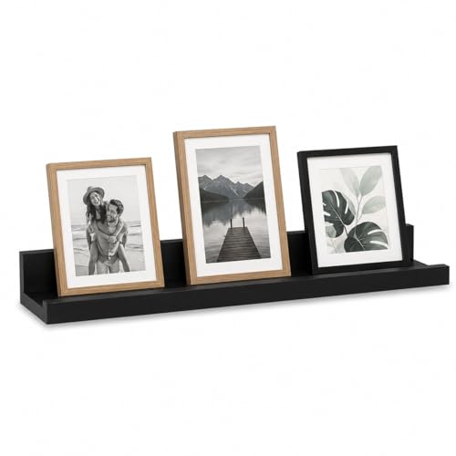 TIENDA EURASIA – Estantería de Pared Flotante | Balda Decorativa Rectangular | Fabricada en Madera MDF | Acabado Mate | Soporta hasta 5.4 kg | Ideal para Decoración del Hogar (Negro, Estante 40 cm)