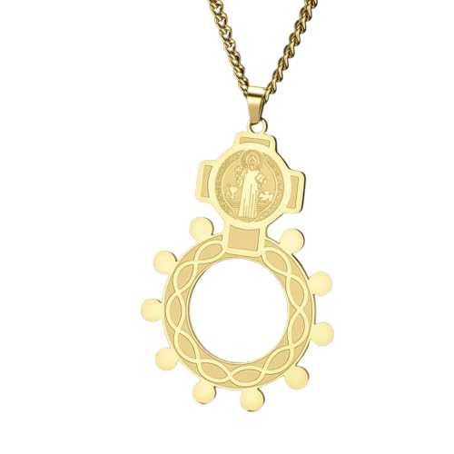 Collier médaille Saint-Benoît en argent avec pendentif croix chrétienne
