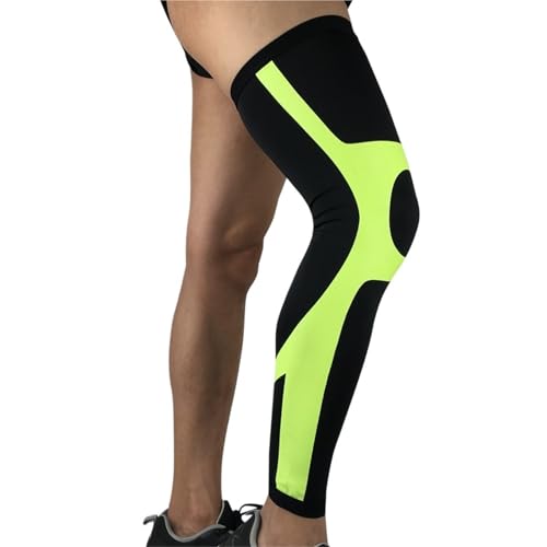 2Pcs Compression Long Leg Sleeves Knee Brace for Running Football Basketball, Calf Knee Pain Relief for Shin Splint Relief, Recovery, Running(Green,XL)