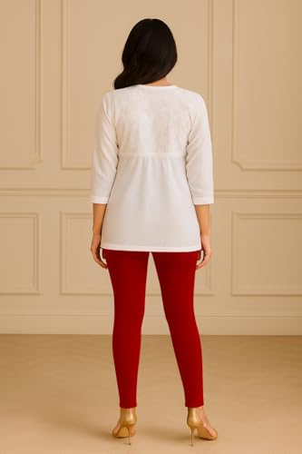 Image of Amazon Brand - Anarva Women's Super Cotton Combed Slim Fit Elastane Stretch Comfort Ankle Length Leggings with Ultrasoft Waistband