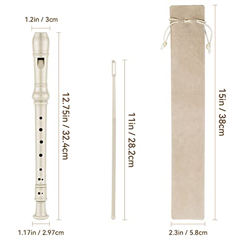 Soprano Recorder C Key 8 Holes 3-Piece German Style Baroque Fingering Recorder Instrument With Cleaning Rod And Storage Bag, For Beginners Kids Students((1 Set Beige) #TOP1
