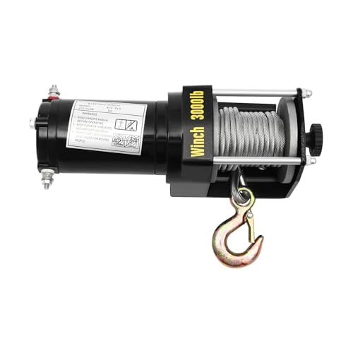 Cabrestante eléctrico de 12 V CC, dispositivo elevación tracción marina montado en vehículo 3000 lb con cable 6 m, control por