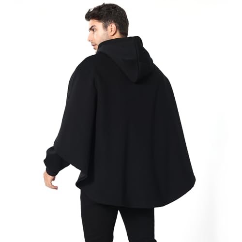 Men's Fashion Poncho Cape Cloak Hoodie Techwear Sweatshirts Unisex Lightweight Patchwork Hip Hop Casual Pullover4