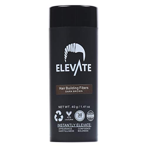 ELEVATE Hair Fibers 100% Natural Keratin Hair Fibers Instantly Thickens Thinning or Balding Hair for Men and Women - Natural Hair Loss Concealer (40 Gram, Dark Brown)