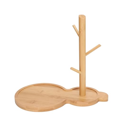 Cyrank Plateau à clés en bois pour table d'entrée, petit porte-bague en bois, plateau à bijoux avec 3 supports suspendus, organisateur pour bracelets et montres