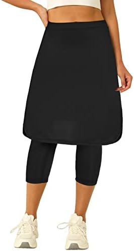 Aurgelmir Womens Knee Length Tennis Skirts with Built in Capri Leggings Workout Active Golf Skorts