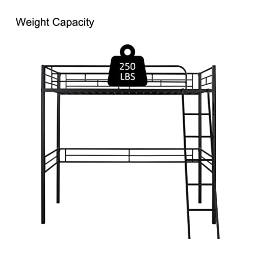 Lifeand Sturdy Twin Size Metal Loft Bed With Built-In Ladder And Guardrails For Space-Saving Solution In Kids' And Teens' Rooms,Black #TOP3