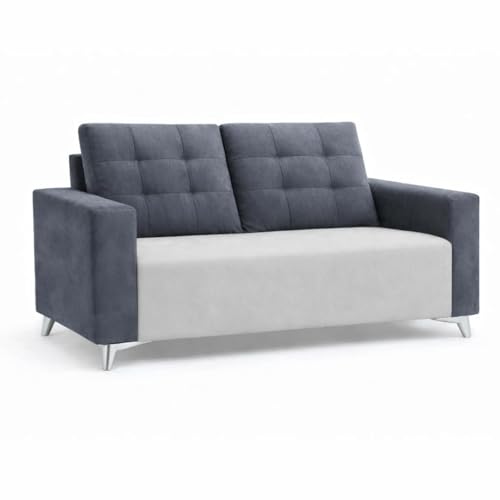 Image of Hakuna Dual Tone Plush Velvet 3 Seater + 2 Seater Sofa Set with 2 Ottoman | Silken Velvet Suede Upholstery | Designer Sofa for Living Room, Office Spaces (Dark Grey & Light Grey)