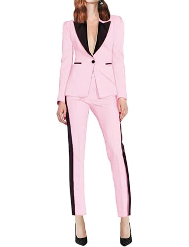Women's 2 Pieces Suit One Button Peak Lapel Tuxedos Jacket & Pants for Casual/Daily