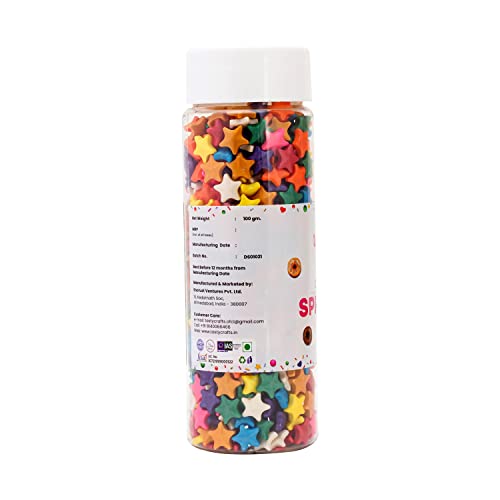 Tastycrafts Edible Star Shaped Sugar Sprinkles for Cake Decoration | Star Candy for Cake Decor | Sprinkles for Cake Decorations & Toppings | for Dessert, Cakes, Cupcakes, Waffles, Cookies - Mix Color