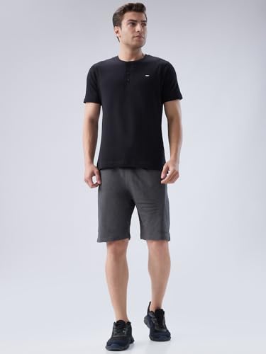 Image of Park Avenue Men Comfort Fit Solid Pattern Pure Cotton Flat Front Loungewear Shorts