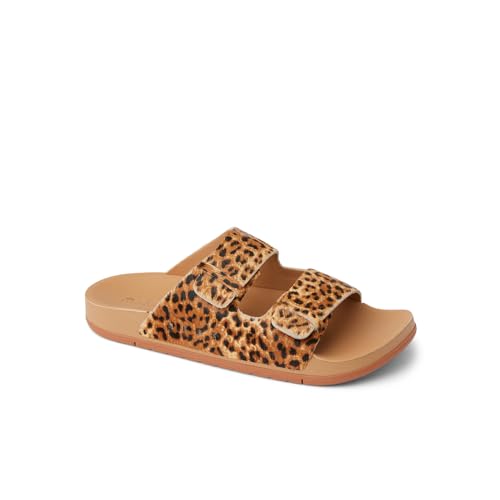 Image of REEF Ojai Two Bar Women's Fashion Slide Sandal, Premium Leather, Soft Cushion Footbed