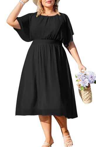 Hanna Nikole Knielang A-Linie Kleid Rüschenärmel Festliche Chiffon Kleid...