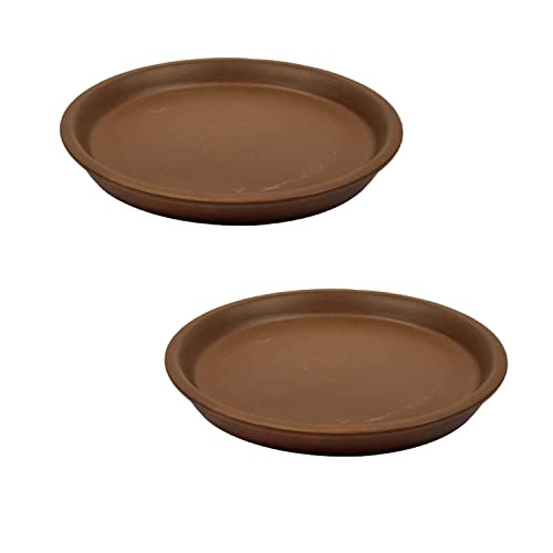 Image of Lasaki Round Truffle Ceramic Bottom Tray /Plate for Planter (5-inch, Set of 2) | Dripping Tray for Pots & Succulents | Indoor & Outdoor Planters Home Garden Decor | Plants Not Included
