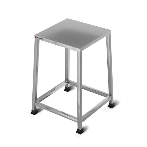 Image of MILAD SAIFIX Stainless Steel Stool for Indoor and Outdoor Uses(30 L X 30 W X 50 H Cm's, Steel Color, Silver)