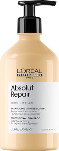 L'Oréal Professionnel Paris Absolut Repair Shampoo – Nourishing Protein Shampoo For Dry, Damaged Hair, Repairs Damage and Provides Shine, 16.9 Fl Oz
