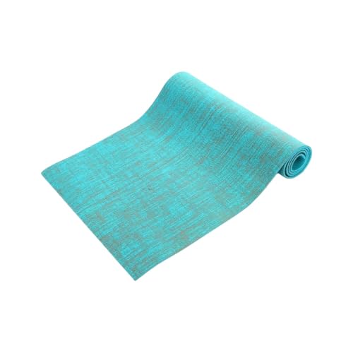 YNYNヨガマット 麻 エクササイズマット 5mm 肌に優しい 自然抗菌 通気性 ノンスリップグリップ フィットネスマット トレーニングマット おりたたみ ピラティスマット 屋内運動 男性と女性のフィットネス利用 (シアン)