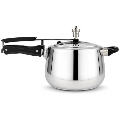 Image of Vinod Platinum Europa Triply Stainless Steel Inner Lid Pressure Cooker 5 L | 3 mm Thick Curved Body | Strong Bakelite Safe-Grip Handle | Gas Stove & Induction Compatible | ISI & CE Certified