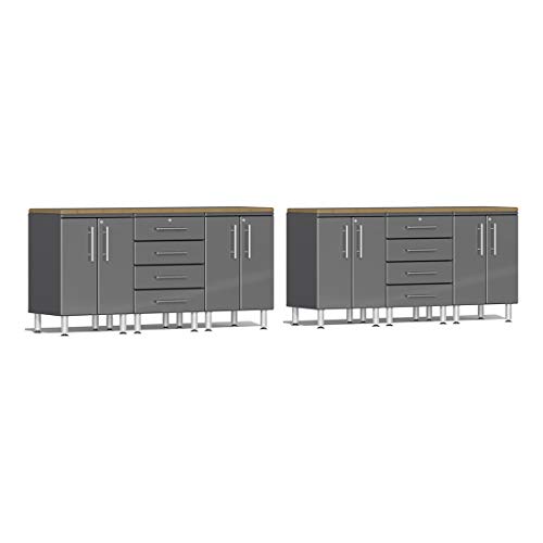 Ulti-Mate UG25082G 8-Piece Workstation Kit with Bamboo Worktops in Graphite Grey Metallic