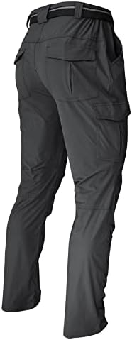 WENRONSTA Men's Hiking Work Cargo Pants Quick-Dry Lightweight Waterproof 6 Pockets Outdoor Mountain Fishing Camping Pants Dark Grey M
