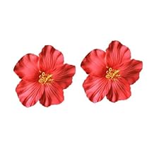2Pcs Red Hawaiian Flower Hair Clip for Women Girls Fashion Bohemian Flowers Hair Accessory for Dancer Bridal Wedding Beach Party Hair Clip Clips and Barrettes Hair Care Hair Accessories
