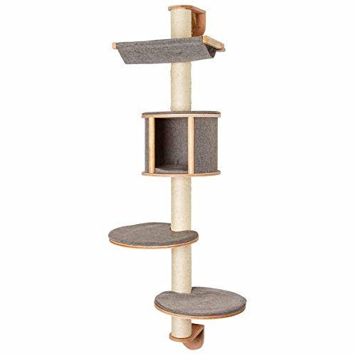 Kerbl Pet Wandkratzbaum Dolomit Tofana, Katzenbaum, grau, 168cm, Holz, Sisal, Katzen, abnehmbares und gepolstertes Kissen