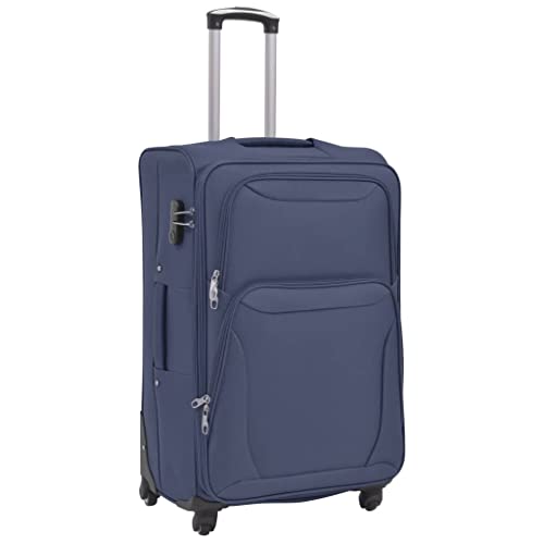 CHARMMA 3 Piece Soft Case Trolley Set Navy Blue3
