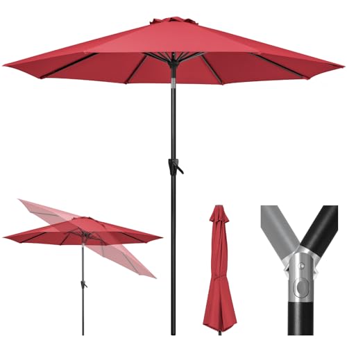 Tempera 10ft Patio Market Outdoor Table Umbrella with Push Button Tilt and Crank,Large Sun Umbrella with Sturdy Pole&Fade Resistant Canopy,Easy to Set,Rust Red