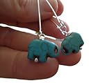  ✿ PENDIENTES TURQUESA ELEFANTE PIEDRA BOHO HOWLITE ✿ gancho largo