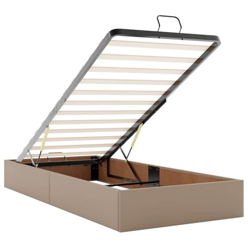 vidaXL Ottoman-Bett ohne Matratze Cappuccino-Braun 90x200cm Kunstleder, Bettrahmen, Bettgestell mit Stauraum, Polsterbett, Bettgestell