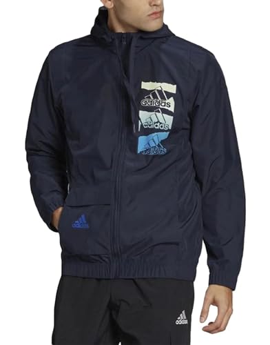 Adidas Men's Essentials BrandLove Woven Windbreaker, Legend Ink