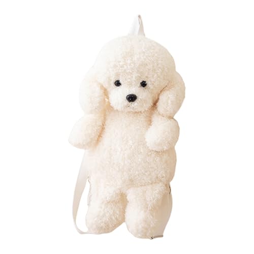 Sac à dos en peluche chien blanc doux et mignon pour femme et enfant