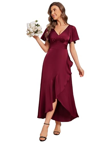 closeout bridesmaid dresses Off the Shoulder Side Split Burgundy Bridesmaid Dress