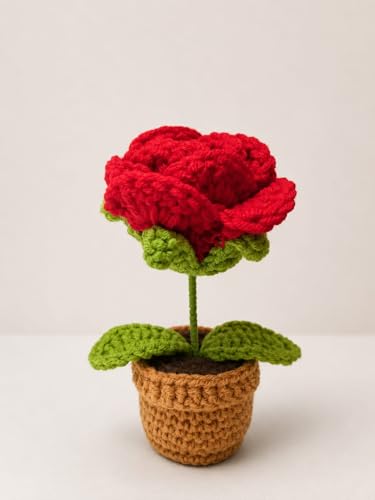 Image of VRB Dec Plastic TM 1 Pcs Crochet Flowers Artificial Sunflower for Office Desk Car Dashboard Decor,Home Decoration, Office, Bedroom, Christmas Decor, Wedding (Small Yellow Daisy with Pot)