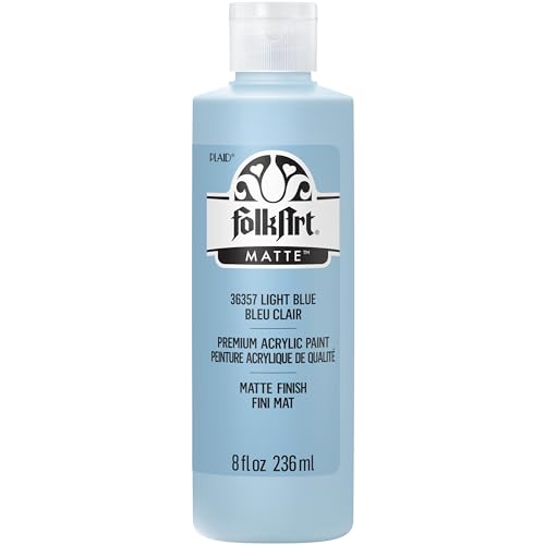 Image of FolkArt Acrylic Craft Paints, Light Blue 8 fl oz Premium Matte Finish Paint, Perfect For Easy To Apply DIY Arts And Crafts, 36357