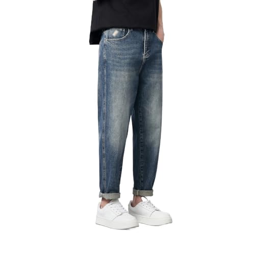 Small Straight Tube Washed Jeans, Mid Rise Men's Jeans2