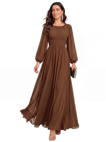 Image of Ever-Pretty Women's Chiffon Long Sleeve Formal Wedding Guest Dresses