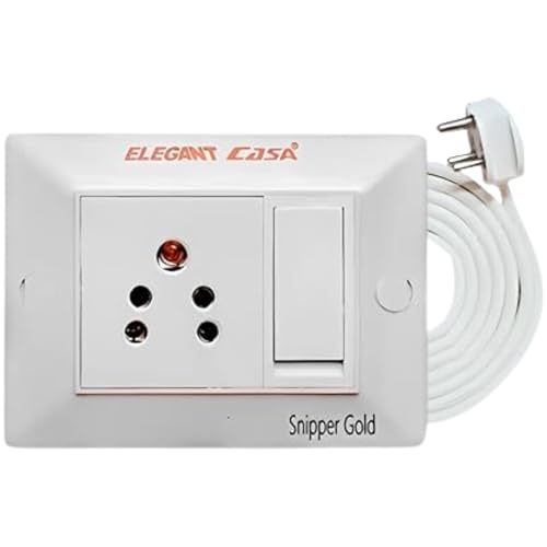 Image of Elegant Casa 6 Amp Electric Extension Board with Cord 1 Socket with Individual Switch Light and Small Appliances with 6 Amp Plug Top 3 Core 1.5 Mm,15 Meter Copper Wire