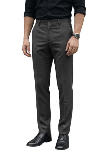 Image of Louis Philippe Men's Slim Fit Elastica - Flat Front Comfort Stretch for All Day Comfort & Flexibility Checks Formal Trouser