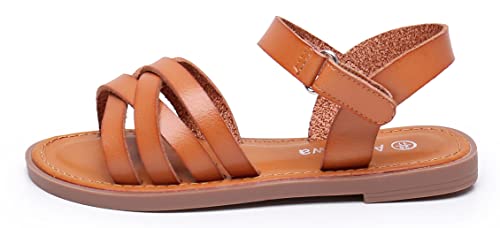 Apakowa Girls Sandals Open Toe Princess Flat Sandals Strappy Summer Shoes (Toddler/Little Kid/Big Kid)3