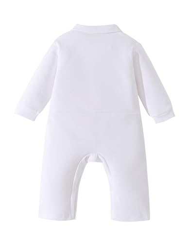Image of HMD Baby Boy Long Sleeve Gentleman White Shirt Waistcoat Bowtie Tuxedo Onesie Jumpsuit Overall Romper